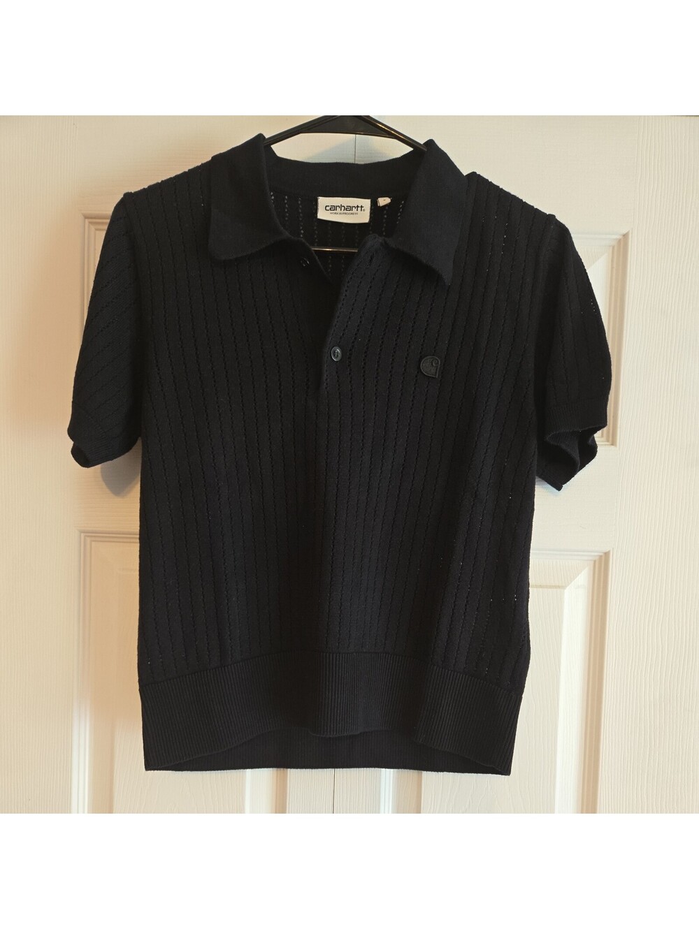 Carhartt Work In Progress Womens Norlina Knit Polo Sz S Black Preppy Academia